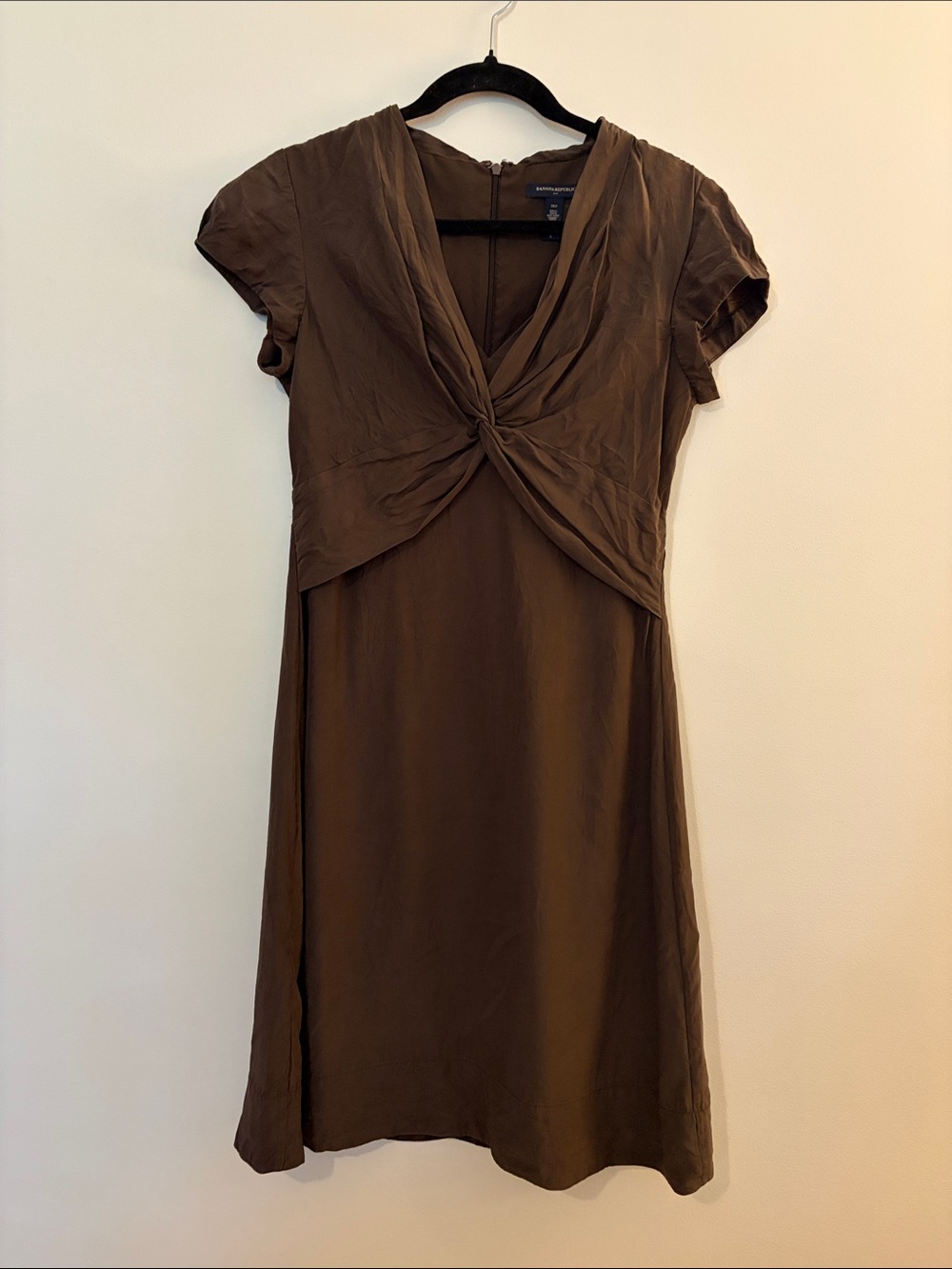 Banana Republic Brown Twist-Front Short Sleeve Dress